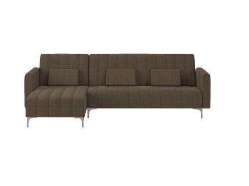 Canapé-lit chaise longue Milano 267cm, convertible en lit, réversible, marron avec rayures