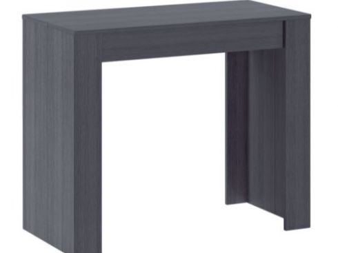 Table Console extensible avec rallonges,jusqu'à 140 cm, couleur grise.