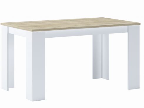 Table de salle à manger/séjour, 140 cm rectang. chêne clair et blanc,80x138x75cm