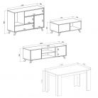 Ensemble Wind Blanc/Chêne buffet-meuble tv-table basse-table fixe