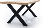 Table à manger fixe, salon, modèle X-LOFT, plateau en bois massif de chêne sauvage de 54 mm d'épaisseur, Pieds métalliques, mesure 160x90x76cm de hauteur.