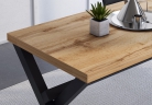 Table à manger fixe 160 cm, couleur chêne foncé, taille : 82 L x 158 L 77,4 cm H