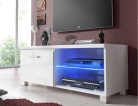 Meuble bas TV LED, Blanc mate et Blanc Laqué, Dimensions: 100 x 40 x 42 cm