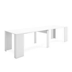 Table Console extensible avec rallonges, jusqu'à 300 cm, Blanc Brillant. | Consoles extensibles