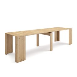 Table Console extensible avec rallonges, jusqu'à 300 cm, chêne clair brossé. | Consoles extensibles