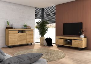 Set Naturale buffet-meuble tv 140cm chêne noir