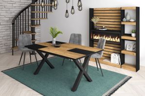 Table à manger | 170 | Chêne et noir | Style industriel | NOUVELLES TABLES