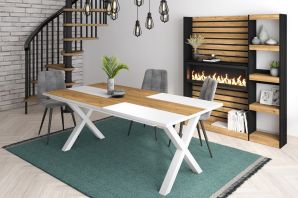Table à manger | 200 | Chêne et blanc | Style industriel | NOUVELLES TABLES