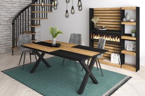 Table à manger | 200 | Chêne et noir | Style industriel | NOUVELLES TABLES